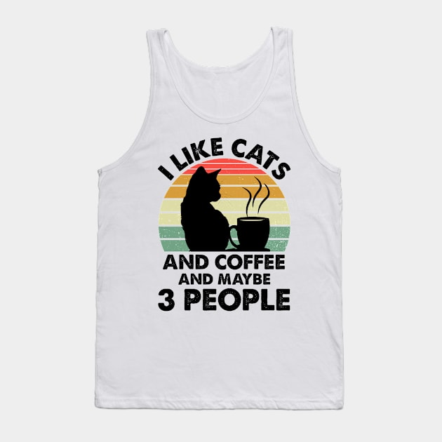 I Like Cats And Coffee And Maybe 3 People Tank Top by LimeGreen